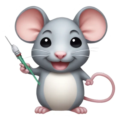 kawaii rat with a needle in his hand sticker