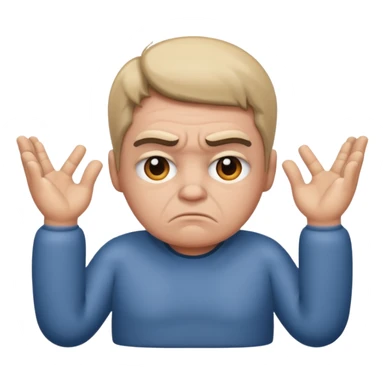 half grumpy half sad with shrug shoulders sticker