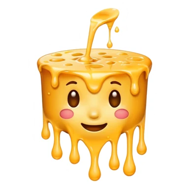 face emoji with melted cheese pouring over sticker