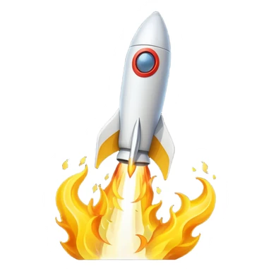 Prompt 18: "Ecom Accelerator…"
Graphic: 🚀 Rocket icon (white with yellow flame).
Animation: Rocket launches upward with trail.
Background: Transparent. sticker
