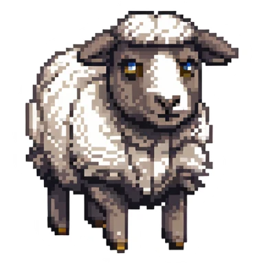 maximum blocky ultra-abstract pixel art Minecraft sheep emoji with only 2-4 large square pixels sticker