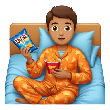 Person watching TV and eating Doritos in bed sticker