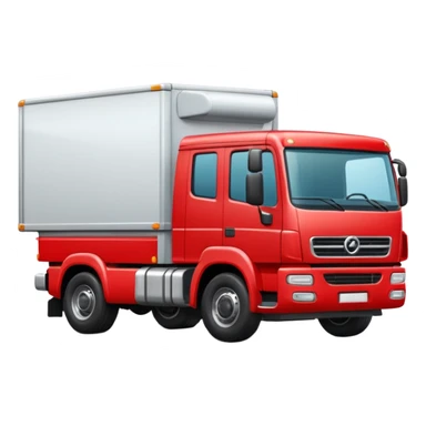 A new red truck with a "TIR" plate turned to the right sticker