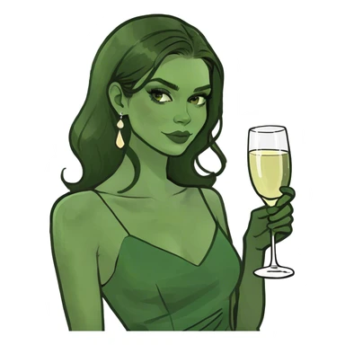 beautiful pale brunette girl with a glass of champagne  sticker