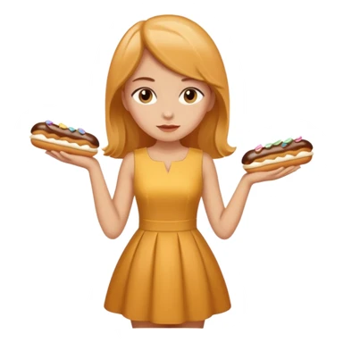 Create a Fusion of Butterscotch éclair snd female woman sre combine into new object sticker