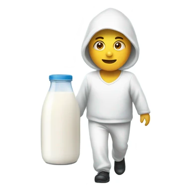 Person walking a milk sticker