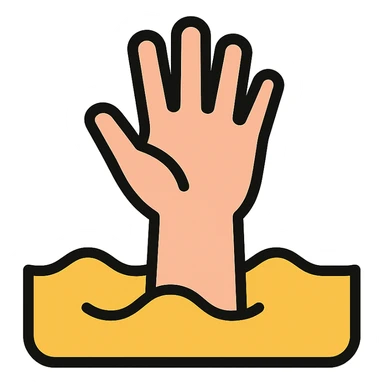 hand sinking in quicksand sticker