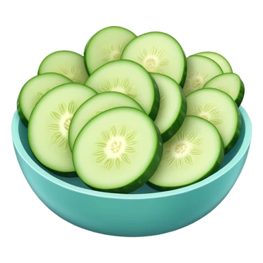 super realistic sliced cucumber in light blue bowl sticker