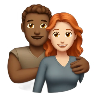 hug brown man and redhead woman sticker
