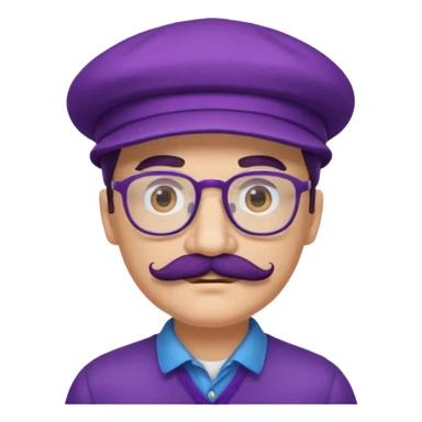 glasses purple man with hat and mustache sticker