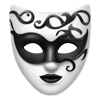 White Masquerade mask with black swirls on it that covers only the eyes. The eyes are completely black. sticker