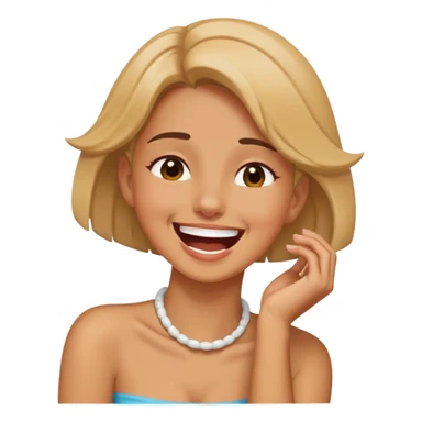 girl holding neck while laughing  sticker