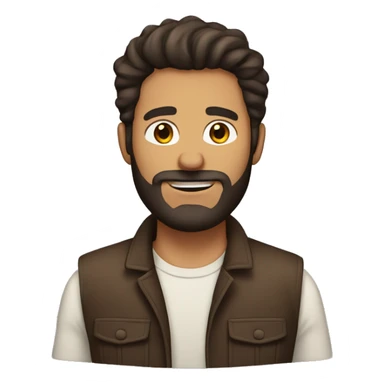 Tan man with dark brown hair and beard sticker