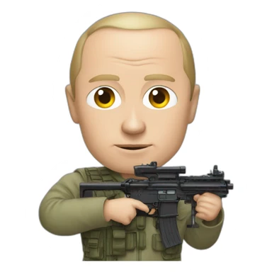 Putin with a machine gun in his hands sticker