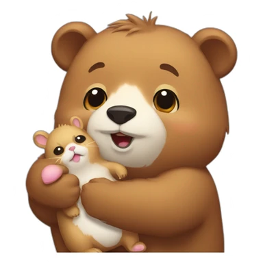 bear with hamster huging sticker