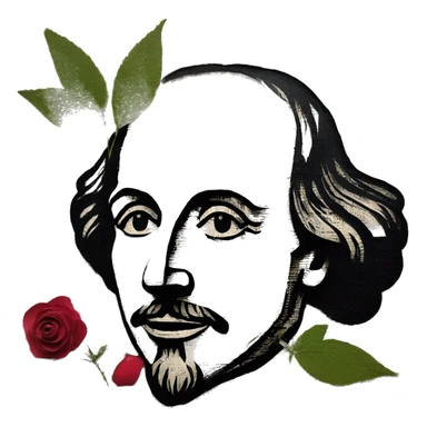 Shakespeare made of newspaper cuttings 420 hemp roses flowers plants leaves sticker