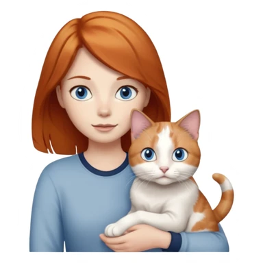 A ginger with blue eyes holding a very large dilute calico (grey, white, beige coloured) cat. sticker