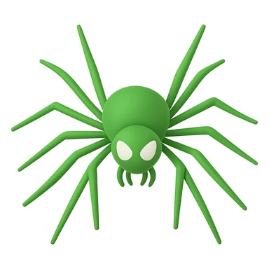 Make the spider green in the style of microsoft 3d fluent emojis with no background. sticker