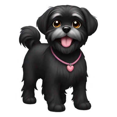 Black Shitzu dog with a happy face and a little heart on the side sticker