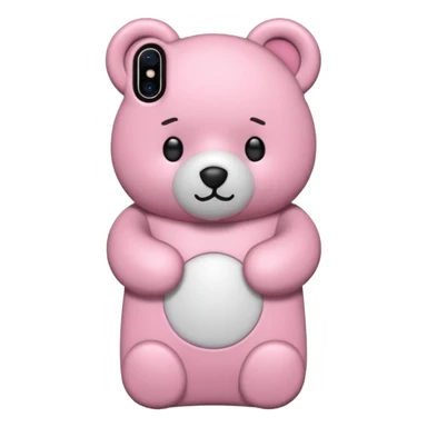 iphone in a pink teddy bear phone case, slightly different pose sticker