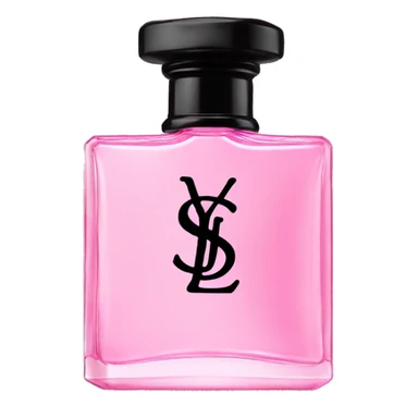 pink YSL perfume bottle with black cap sticker