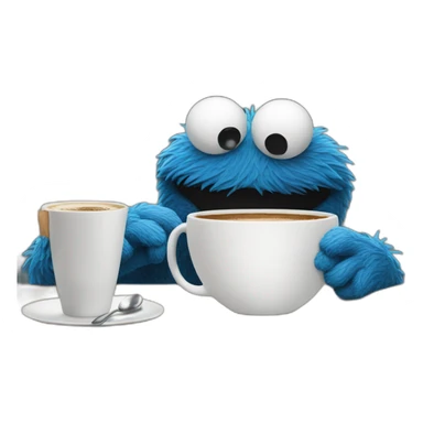 cookie monster with a cup of coffee sticker