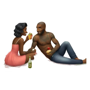 Romantic picnic date for beautiful tattooed couple sticker