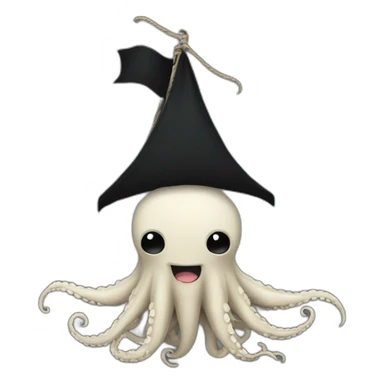 cute kraken hanging a black flag sticker
