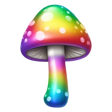 Kawaii rainbow chrome glittery mushroom and stem sticker