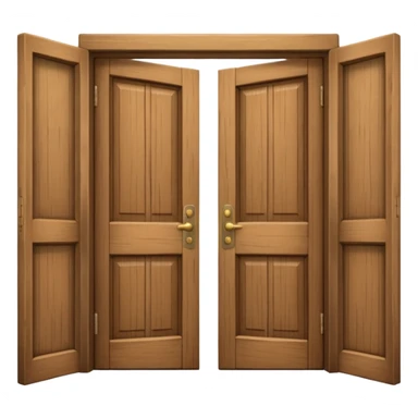 a wooden door that is wide open. The door is not closed, it is open! The door frame is simple and matches the wood tone of the door. sticker