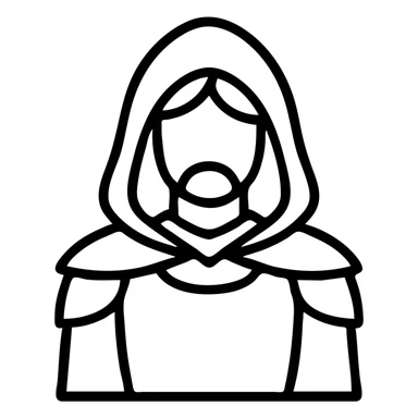 medieval hooded explorer with brown hair, no beard, wearing light armor, chest up view sticker
