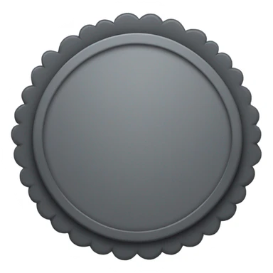 shape of a single circular dark gray badge that has scalloped edges sticker