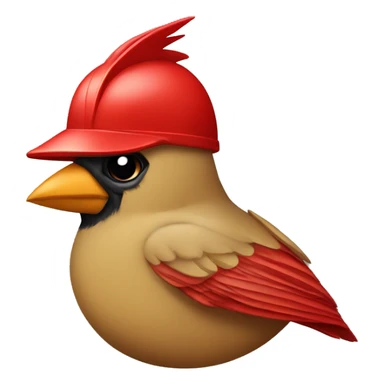 Cardinal bird wearing army helmet sticker