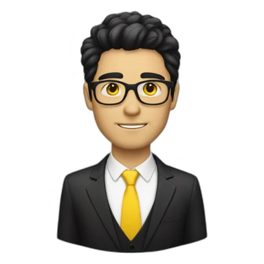 white guy with yellow tinted glasses and black hair wearing a suit  sticker