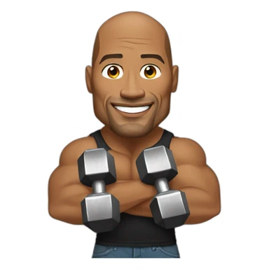 Dwayne Johnson with dumbell sticker