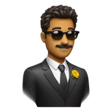 hombre de piel oscura pelo corto con lentes de sol con traje formal sticker