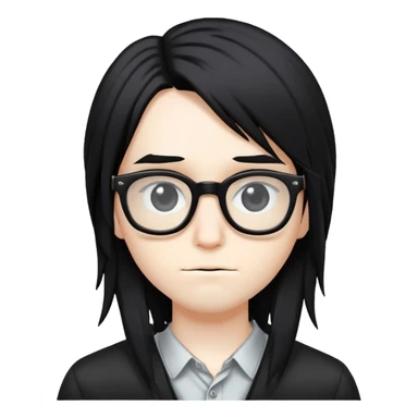 nerd with glasses and long black emo hair sticker