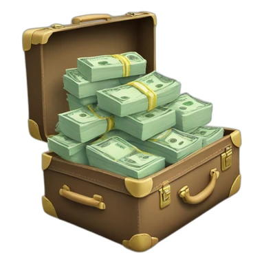 a suitcase full of money, dollar bills sticker