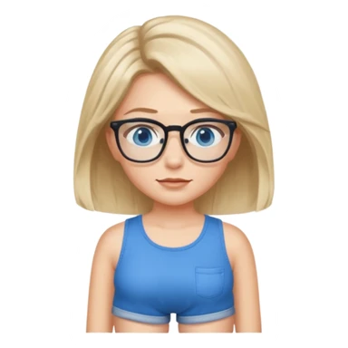 Bionda occhi celesti occhiali pantaloncini top sticker