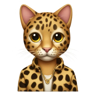 Cat wearing leopard print sticker
