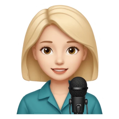 woman with a microphone, experiencing ASMR, smooth edges, gentle smile sticker