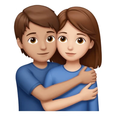 Boy with brown hair hugging girl with brown hair sticker