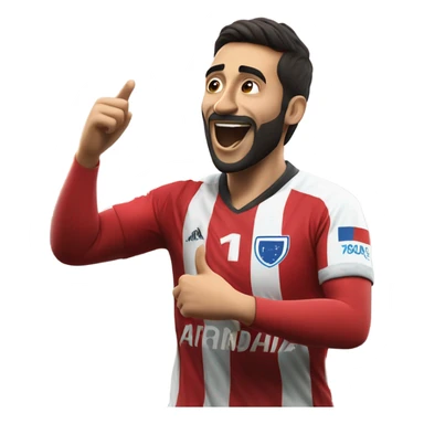 I'm honing a description of Arda Güler's goal celebration, noting his right hand on his chest and his left hand raised, mirroring the specified gesture. This aligns perfectly with known details. sticker