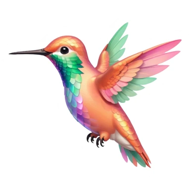 peach pink and mint humming bird, warm colours  sticker