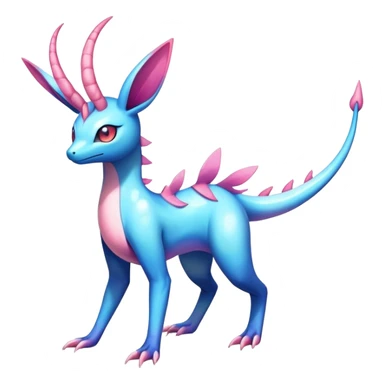 Colorful Shiny Exotic Amaura-Salandit-Aurorus-Sylveon-Fakémon-hybrid-creature (full body)  sticker