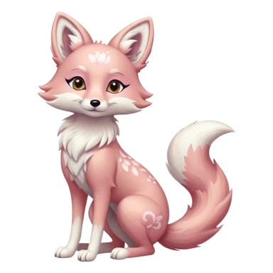 Beautiful gorgeous pretty shiny attractive feminine Anthropomorphic digitigrade Pastel beige and pastel Sakura-pink fox furry-Falvie-Fionbri-fursona with floral swirly markings and white spot markings, 2 legs, modern, sophisticated  sticker
