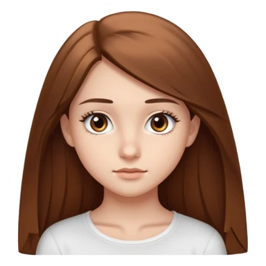 make a teenage 17 year old woman emoji with straight long brown hair and brown eyes with pretty eyelashes wearing a white top  sticker