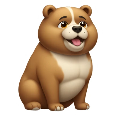 chubby bear dog with a belly sticker