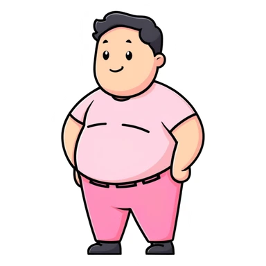 A fat man wearing pink stuff sticker