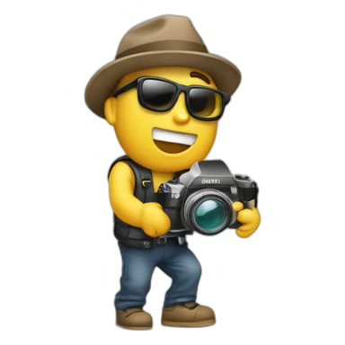 Paparazzi con su cámara tomando foto sticker